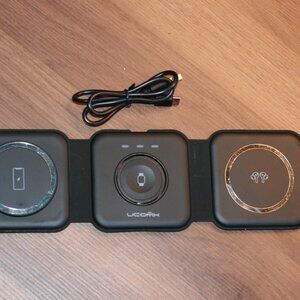 Wireless Charger Dock 3in1 Charging Pad for Apple Watch AirPods iPhone Black